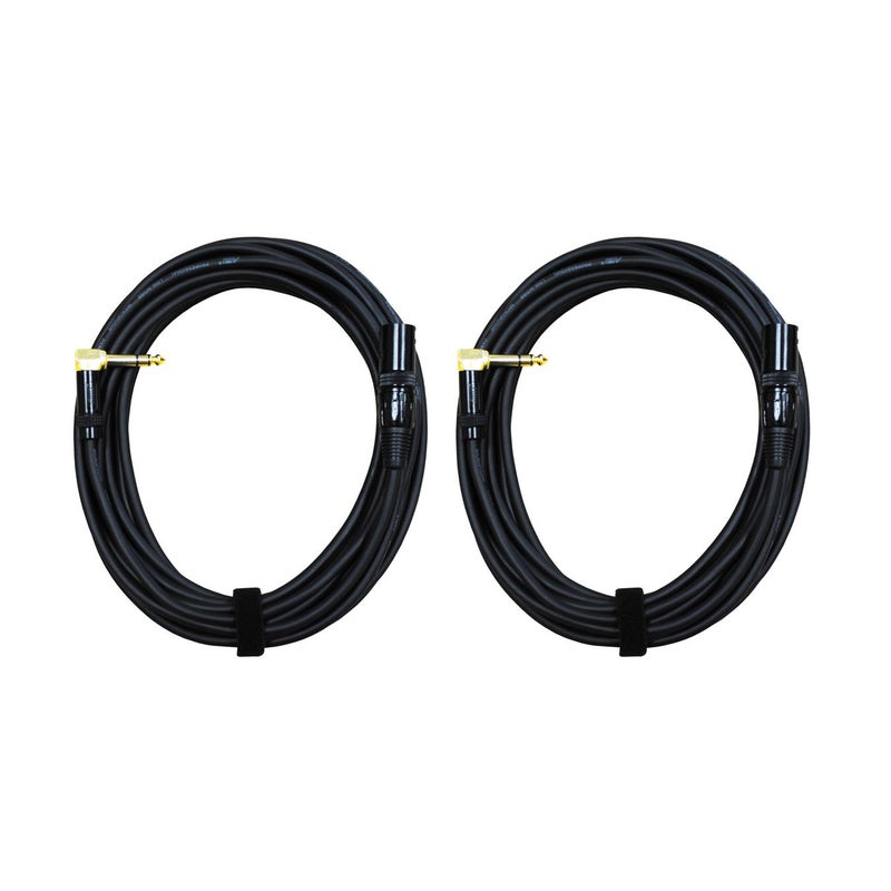 AUDIO 2000'S Audio 2000s E14125P2 1/4" TRS Right Angle to XLR Male 25 Ft Audio Cable (2 Pack) - Image 1